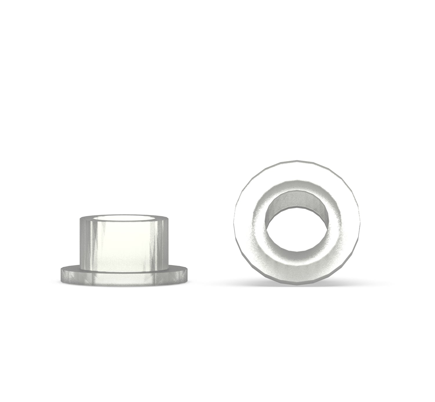 Polycarbonate (PC) Custom Manufactured Flanged Bushings