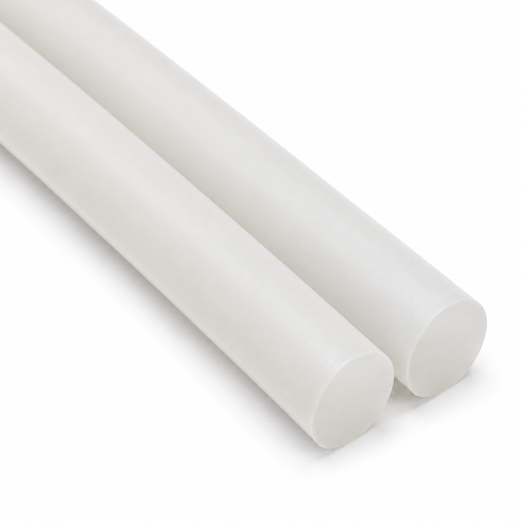 Tige/barre naturelle non remplie en PVDF (Kynar)