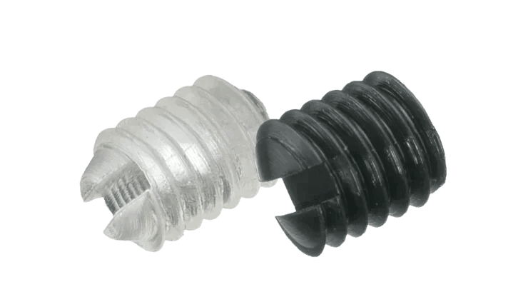 Polycarbonate Slotted Grub screws - High Performance Polymer-Plastic Fastener Components